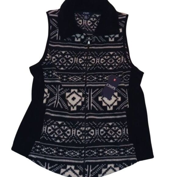 Chaps,Women's Vest, NWT  Size Large  PTP 18.5" Length 27" Color Black and White - Picture 1 of 5